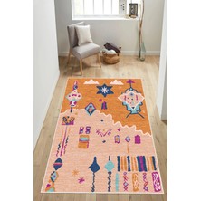 Pelura Halı Bohem Figürlü Modern Sanat Temalı Dijital Baskılı Yıkanabilir Kaymaz Taban Salon Halısı Yolluk