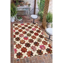 Pelura Halı Etnik Otantik Patchwork Desenli Renkli Dijital Baskılı Yıkanabilir Kaymaz Taban Salon Halısı Yolluk
