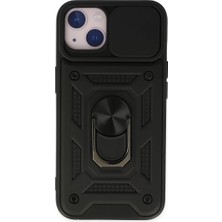 LTG Nova Iphone 14 Kılıf Pars Lens Yüzüklü Silikon - Siyah