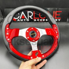 Carlone Momo Spor Direksiyon 32CM Kırmızı-Siyah Yarış Spor Direksiyonu