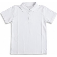 Veracraft Unisex Beyaz Okul Lakost Tişört - %100 Pamuklu Pike Kumaş Kısa Kollu Polo Yaka