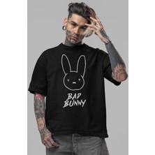 Sevbano Bad Bunny Rapper Şarkıcı Ön Baskılı Unisex Oversize Tişört