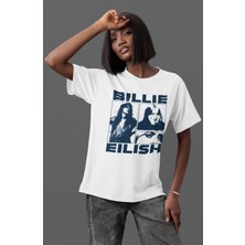 Sevbano Tasarım Billie Eilish Şarkıcı Ön Baskılı Unisex Oversize Tişört