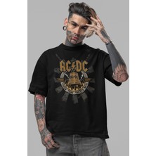 Sevbano Ac Dc Rock Metal Müzik Grubu Ön Baskılı Unisex Oversize Tişört