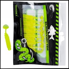 Fishack Uyguna-Yakala 1,5g 45MM -10 Adet Silikon Kurt Yem Uv Silikon - Karides Kokulu-Fluo Yeşil -1002-FG