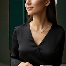 Lorivelle Kadın Venedik Zincir Çelik Kolye | Altın Kaplama Kararmaz Ince Küp Model Zarif Box Zincir