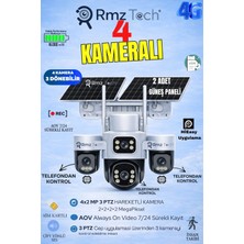 RMZTECH Inox X24 4 Kameralı 2+2+2+2 8mp 4 Lensli 3 Motorlu Esim 4g Solar Sim Kartlı Kamera Çift Panelli