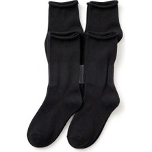 Andino Unisex Pamuklu 4 Çift Siyah / Lacivet Düz Çorap