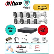 Dahua 8 Kameralı Gece Renkli Güvenlik Seti 2mp 500GB HDD 8 Kanal Xvr Ahd Kamera Sistemi