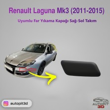 AutoPit 3D Renault Laguna Mk3 (2011-2015) Uyumlu Far Yıkama Kapağı Sağ-Sol Takım