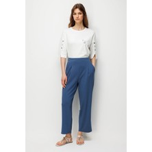 Accort Şerit Detaylı Modal Pantolon-Indigo