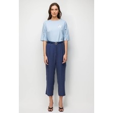 Accort Kemerli Cupra Pantolon-Indigo