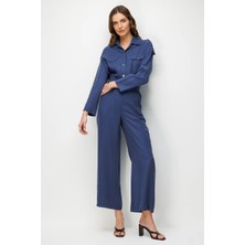 Accort Beli Lastikli Cupra Pantolon-Indigo