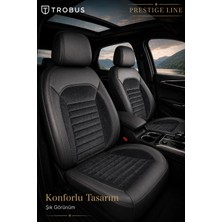 Trobus Volkswagen Passat Sedan 2015 ve Sonrası Bel Destekli Tay Tüyü Koltuk Kılıfı Prestige Line Siyah Beyaz