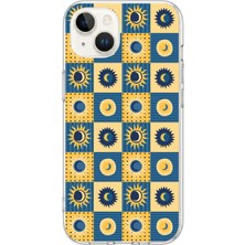 Le Balvo Iphone 13/14 Uyumlu Damalı Papatyalar Baskılı Silikon Kılıf