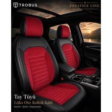 Trobus Bmw 3 Serisi 2005 ve Sonrası Bel Destekli Tay Tüyü Koltuk Kılıfı Prestige Line Kırmızı Siyah