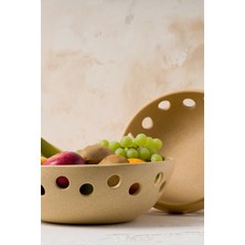 Koza Home Satin Mat Bej El Yapımı Oval Küçük Kase 8605