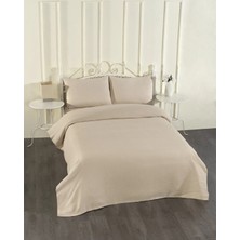 Rasel Tekstil 100% Pamuklu Kapuçino Lastikli Çarşaflı Pike Takımı 200X230 Kapuçino