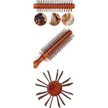 Meks Hsnet Fön ve Tarama Fırçası Ahşap 2 Li Set - HEP-9522-9502