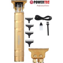 Powertec TR-345 Kablosuz Sakal Ense Tıraş Makinesi Altın Renk T-Bıçak Özelliğiyle