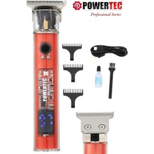 Powertec TR-7111 Kablosuz Tıraş Makinesi Kırmızı Renk Hızlı Şarj ve 180 dk Kullanım Süresi
