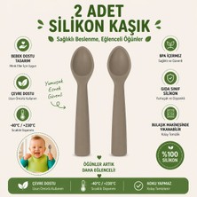 Jojobebek Premium BPA Free Silikon Mama Kaşığı (2 Adet) - Güvenli Bebek Beslenme - Kolay Temizlik - 9+ Ay - A.gri Renk
