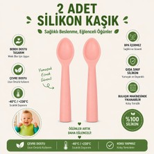 Jojobebek Premium BPA Free Silikon Mama Kaşığı (2 Adet) - Güvenli Bebek Beslenme - Kolay Temizlik - 9+ Ay  / Pembe Renk