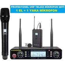Ucuzcu Market Uhf Kablosuz Profesyonel Telsiz Mikrofon Seti ( 1 El + 1 Yaka Mikrofon)