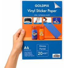 Goldpix A4 Parlak Beyaz Etiket Kağıdı 20 Yaprak Inkjet Uyumlu Kendinden Yapışkanlı Sticker Paper
