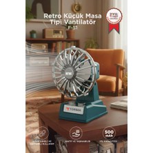 Torima Şarjlı Masaüstü Vantilatör Retro Tasarım 500 Mah Taşınabilir Mini Masa Fanı F51 Mavi