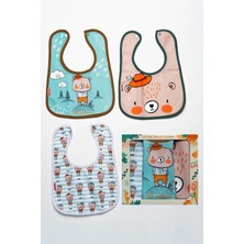 Mai Perla Little Gentleman Temalı Kare 3 Parça Microfiber Mama Önlüğü Kendi Kutusunda (Su Geçirmez) Çıtçıtlı