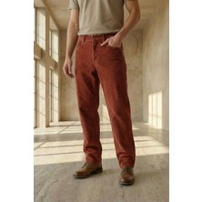 Little Cup Jeans Co  Erkek  Baggy Fit Rahat Kalıp Kiremit Kadife  Pantolon