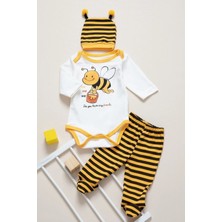 Mai Perla Unisex Bebek Sarı Arılı 3 Lü Zıbın Takımı