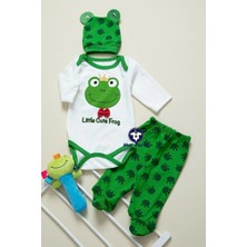 Mai Perla Unisex Bebek Yeşil Kurbağa Zıbın Takımı 3 Lü