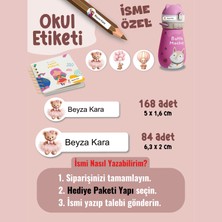 Yunus Copy Okul Etiketi Kalem Defter Etiketi Sevimli Ayıcık Pembe Temalı Özel Isim Yazılabilen Etiket - 252ADET