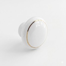 Badem10 (1 Adet) Vintage Porselen Yuvarlak Beyaz Renk Kulp Mobilya Gardrop Dolabı Kapak Kulpu Çekmece Kulbu