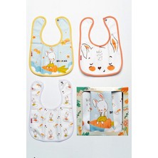 Mai Perla Rabbit Temalı Kare 3 Parça Microfiber Mama Önlüğü Kendi Kutusunda Çıtçıtlı