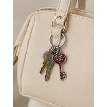 Herşey Nota Kırmızı Kalp Anahtar Figürlü Gotik Metal Anahtarlık Unisex
