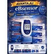 eBsensor Şekeri Ölçüm Cihazı 4 Kutu Strip (200 Adet) 4 Kutu (200 Adet) Lanset