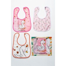 Mai Perla Kuğu Temalı Kare 3 Parça Microfiber Mama Önlüğü Kendi Kutusunda Su Geçirmez Çıtçıtlı