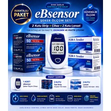 eBsensor Şeker Ölçüm Cihazı 2 Kutu Strip (100 Adet) 2 Kutu (100 Adet) Lanset Başlangıç Paketi