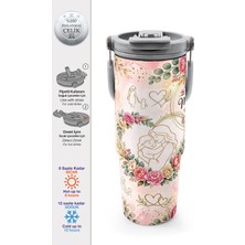 Coral High Anneler Gününe Özel Anne Kız Çocuk Desenli Pipetli ve Direkt Içim Çelik Termos 900 ml 38761