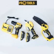 GVN PROTOOLS 3'lü Akülü Set - Matkap + Budama Testeresi + Makas + 48 V 2 Batarya + Şarj Cihazı