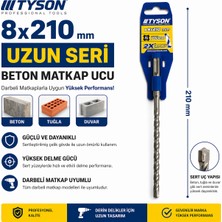 Tyson 8X210 mm Beton Matkap Ucu Uzun Seri – Darbeli Matkap Uyumlu Profesyonel Delme Ucu