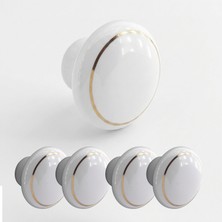 Badem10 (5 Adet) Vintage Porselen Yuvarlak Beyaz Renk Kulp Mobilya Gardrop Dolabı Kapak Kulpu Çekmece Kulbu