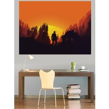 Mushen Studio Red Dead Redemption 2 Atlı Kovboy Siluet Kanvas Tablo Duvar Dekoru Sanat Eseri Çerçevesiz Ev Ofis