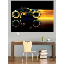 Mushen Studio Tron Light Cycle Neon Motosiklet Kanvas Tablo Sci-Fi Duvar Dekoru Sanat Eseri Çerçevesiz Ev Ofis