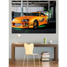 Mushen Studio Turuncu Toyota Supra Jdm Spor Araba Kanvas Tablo Duvar Dekoru Sanat Eseri Çerçevesiz Ev Ofis