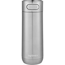 Calperia 470 ml Gri Termos Bardak, Otomatik Kapağı ile Akıtma Önleyici