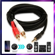 Derwell 5 Metre 5mt 3.5mm 2rca 5+1 Ses Sistemi Jak Kablosu Stereo Splitter Aux Profesyonel Av Kablosu DVD Tv CD Ses Kablosu Rca Ses Y Kablosu Pc/ Cd/ Akıllı Telefon Ipod ve iPad Gibi 3,5 mm 3 Kutuplu Kablo